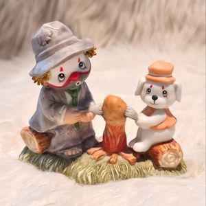 Vintage 1987 Enesco Lil Vagabond Clown Figurine Puppy Dog